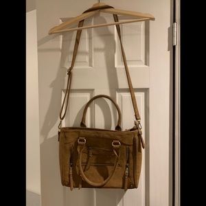 Light brown [faux] leather crossbody bag
